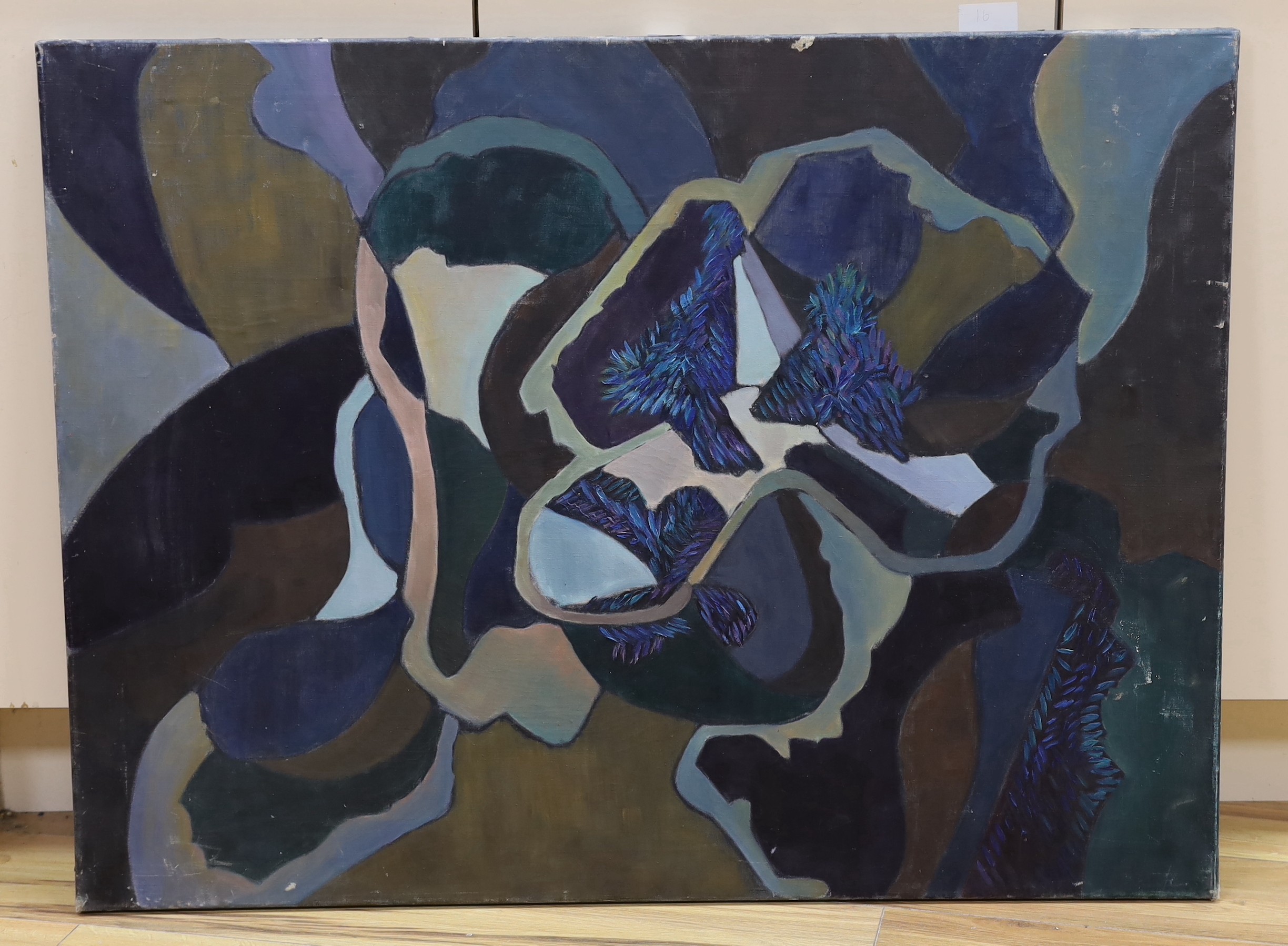 Modern British, oil on canvas, Untitled, 76 x 102cm, unframed